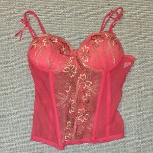 Y2K Red Floral Lace Corset